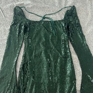 Lucy in the Sky Green Sequin Long Sleeve Dress